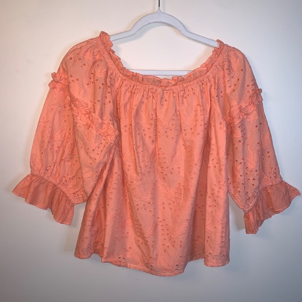 Anthropologie Jane Eyelet Off the Shoulder Top - Picture 5 of 11